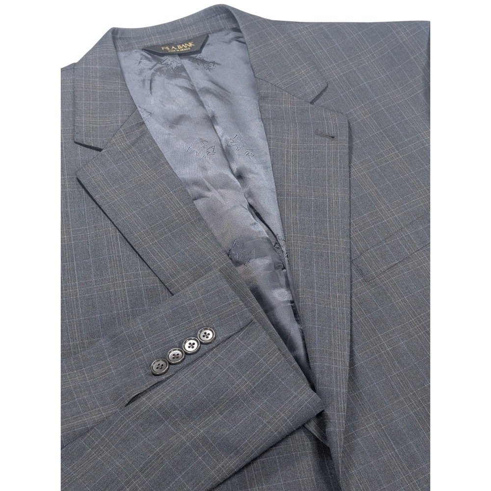 Jos. A. Bank Blazer Mens 48 Regular Gray Plaid Signature Gold Wool Sport Coat